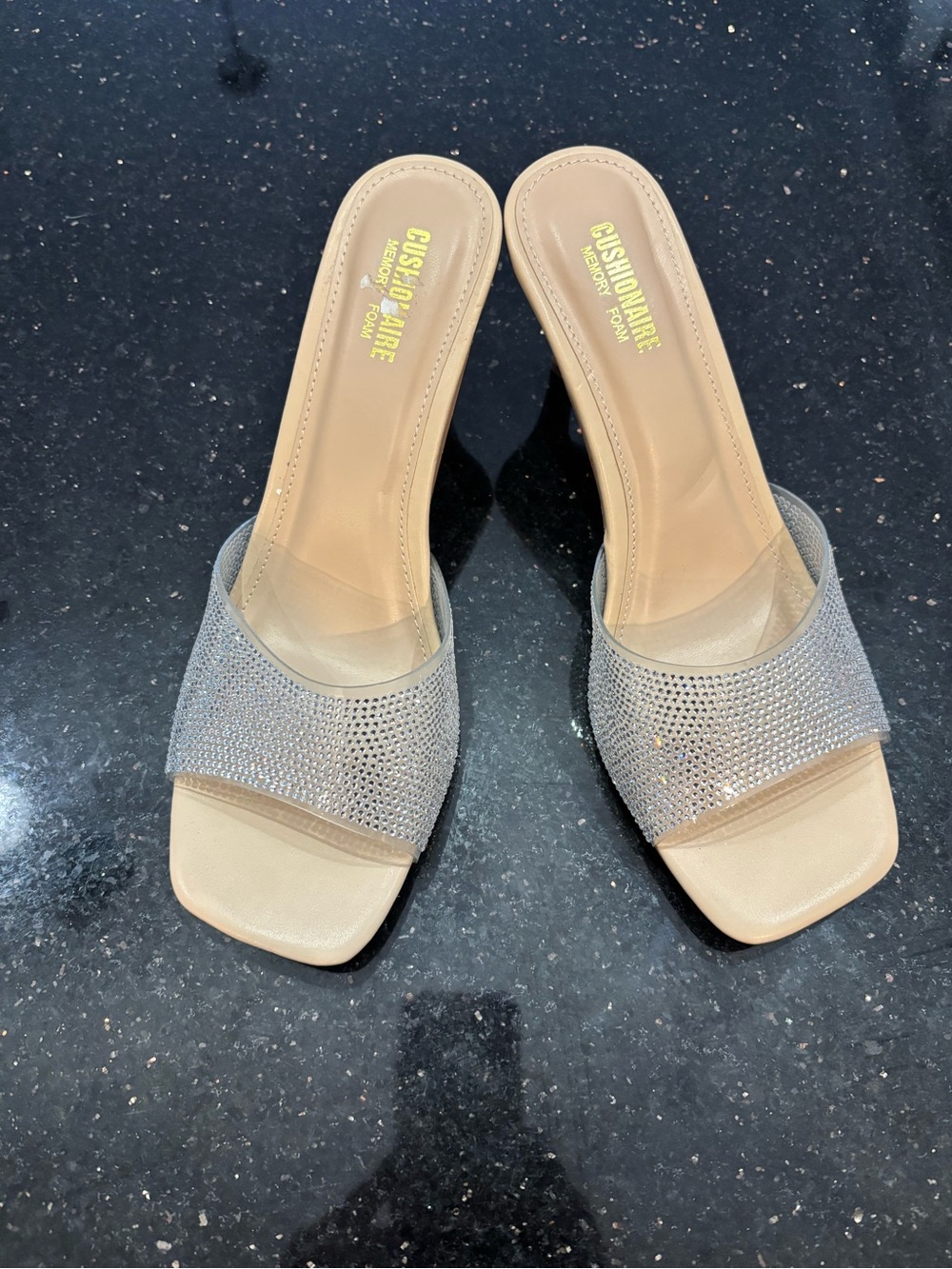 Women's Silver Sparkle Slide Sandal